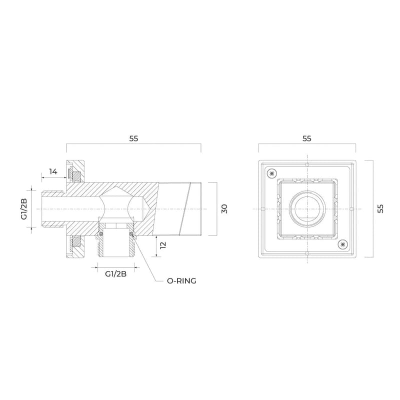OLTENS Hvita (S) Wandanschlussbogen mit Brausehalter, Rosette quadratisch