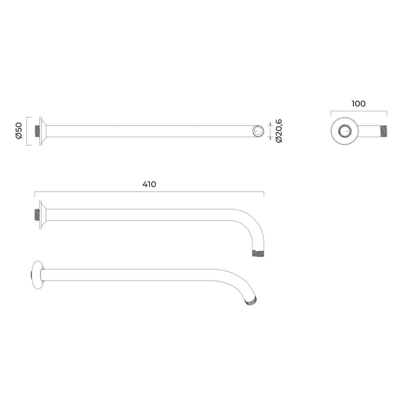 OLTENS Lagan Wandarm rund für Kopfbrause