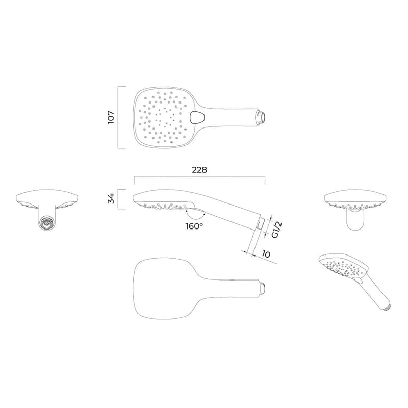 OLTENS Driva EasyClick (S) Handbrause eckig mit 3 Strahlarten