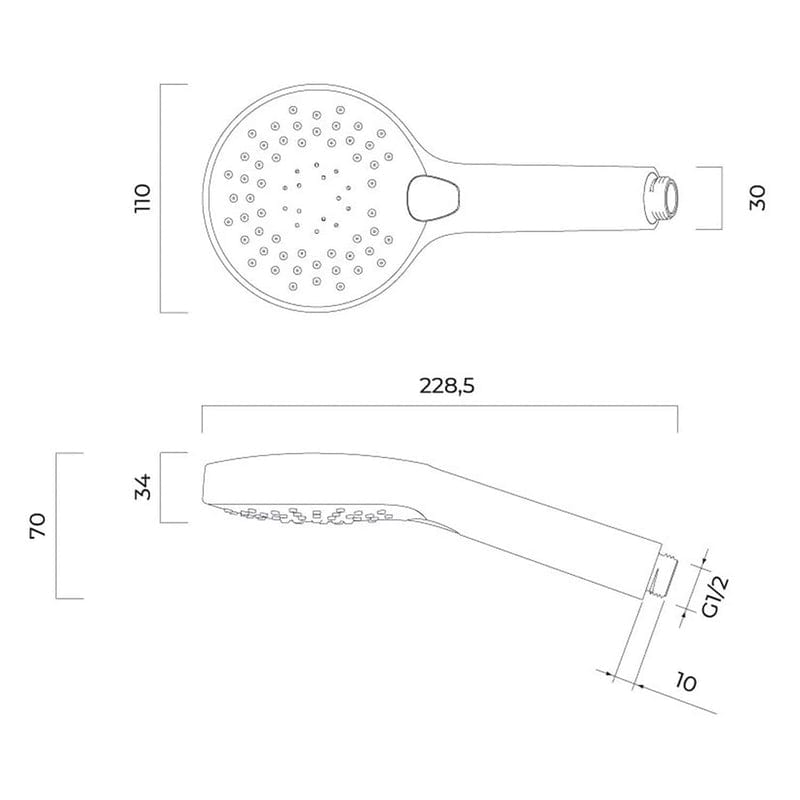 OLTENS Driva EasyClick Handbrause rund Ø 11 cm mit 3 Strahlarten