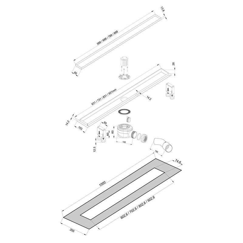OLTENS Langan Duschrinne mit Flansch und 2 in 1 Abdeckung