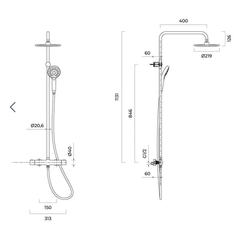 OLTENS Atran Duschsystem mit Aufputz-Thermostat, Handbrause und Kopfbrause rund