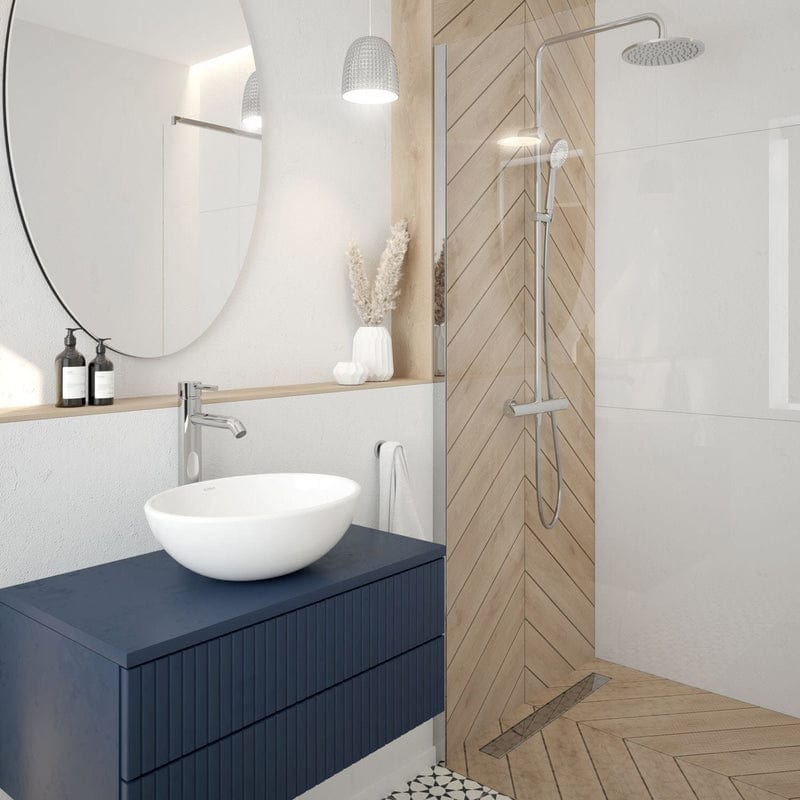 OLTENS Atran Duschsystem mit Aufputz-Thermostat, Handbrause und Kopfbrause rund