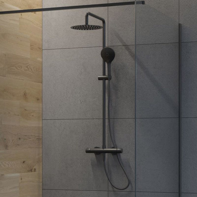 OLTENS Atran Duschsystem mit Aufputz-Thermostat, Handbrause und Kopfbrause rund