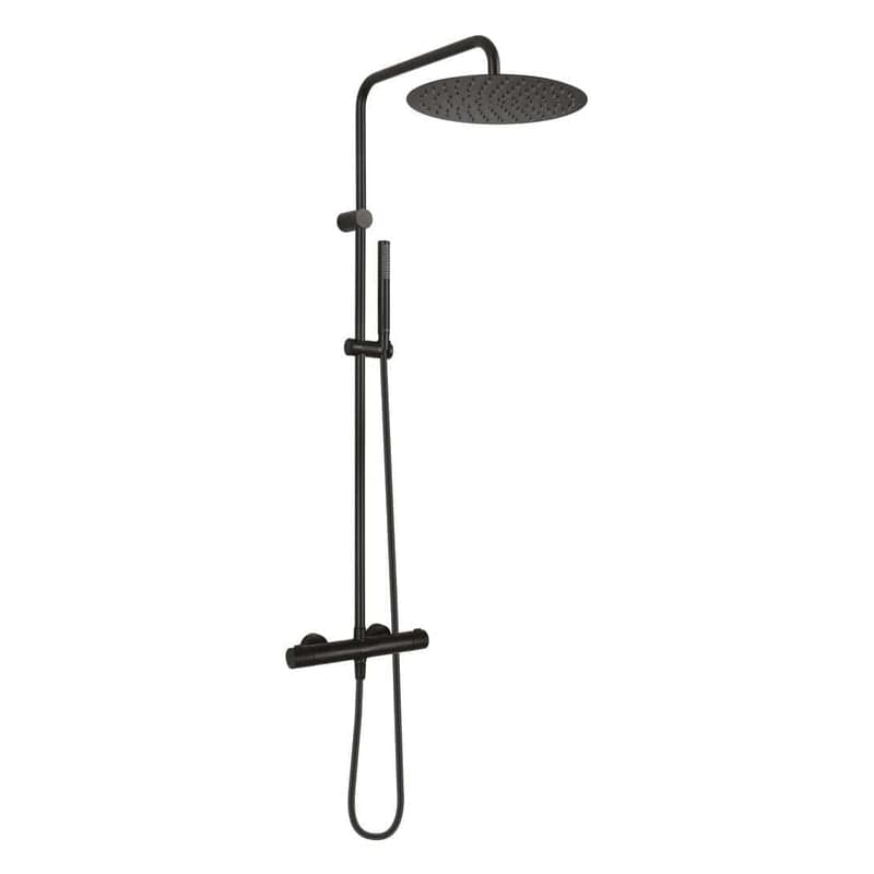 OLTENS Boran Duschsystem mit Aufputz-Thermostat, Stabhandbrause und Kopfbrause rund