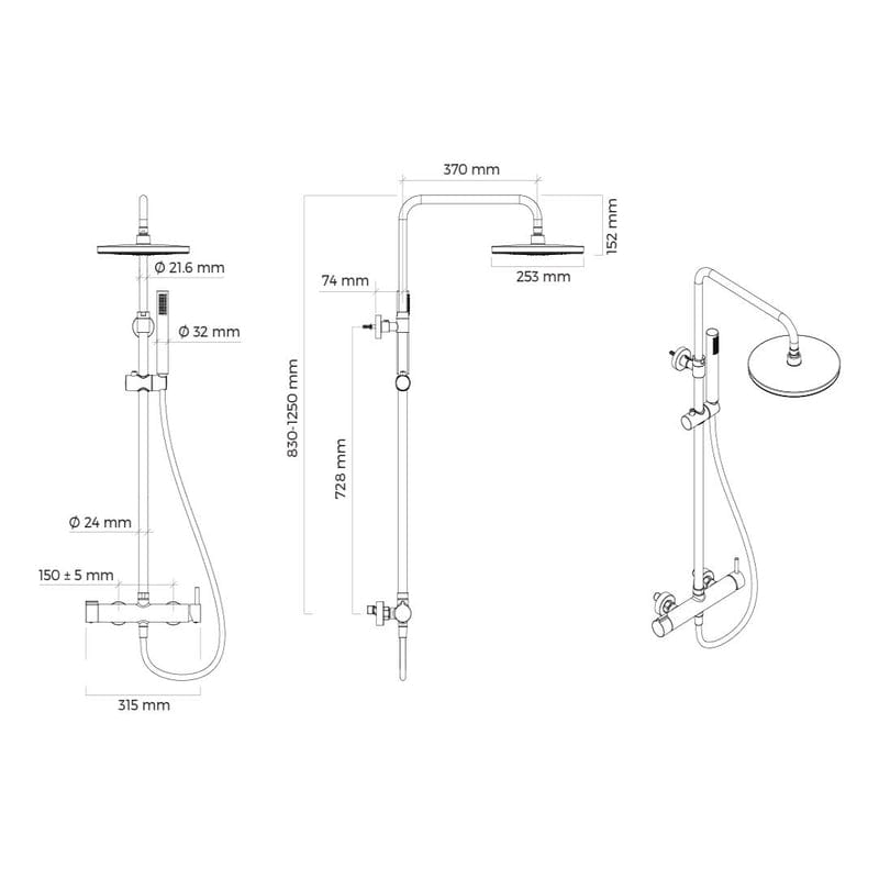 OLTENS Molle Duschsystem mit Aufputz-Armatur, Stabhandbrause und Kopfbrause rund