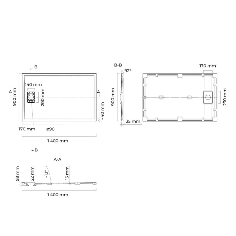 OLTENS Bergytan Duschwanne RockSurface