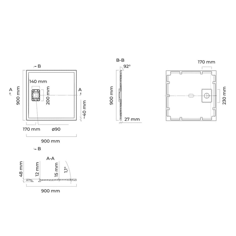 OLTENS Bergytan Duschwanne RockSurface