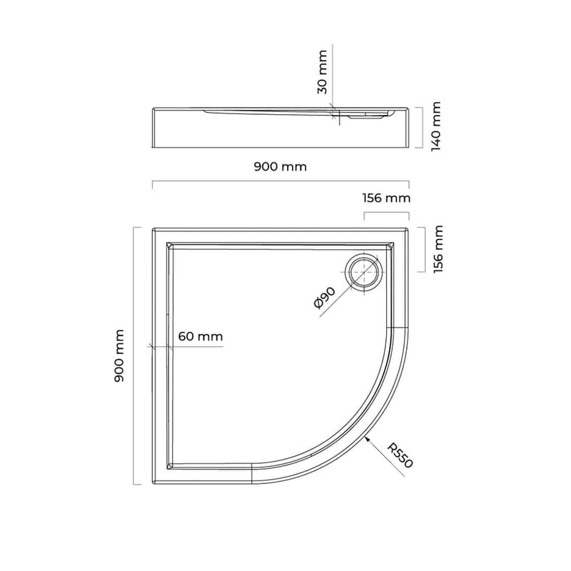 OLTENS Vindel Duschwanne halbrund 90 x 90 cm