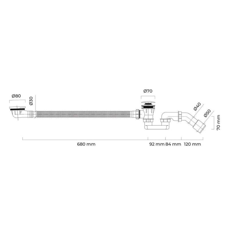 OLTENS Fusa Klik-Klak Badewannensiphon