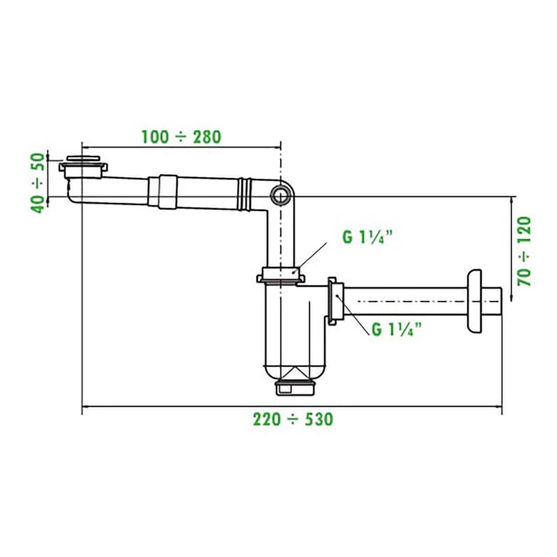 OLTENS Jens platzsparender Teleskop-Siphon für Waschbecken