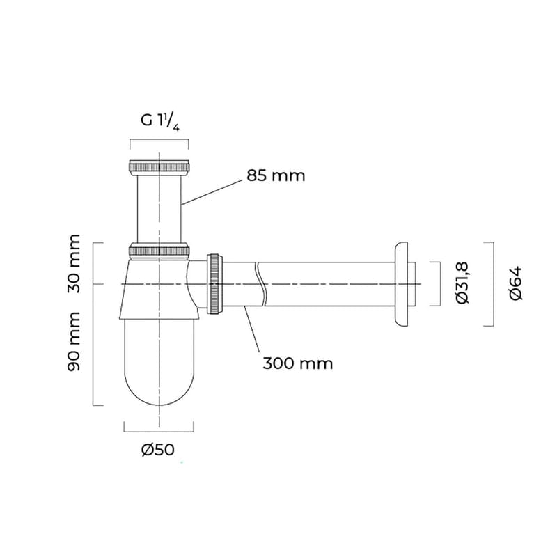 OLTENS Molde Flaschen-Siphon für Waschbecken