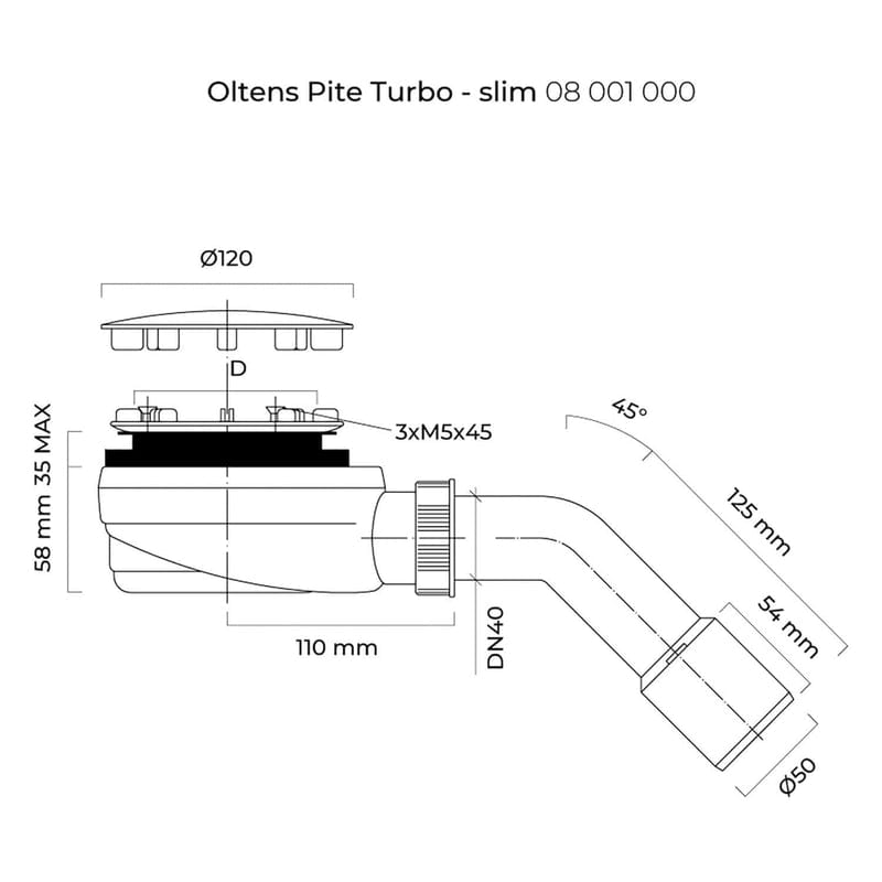 OLTENS Pite Turbo Duschsiphon Ø 9 cm