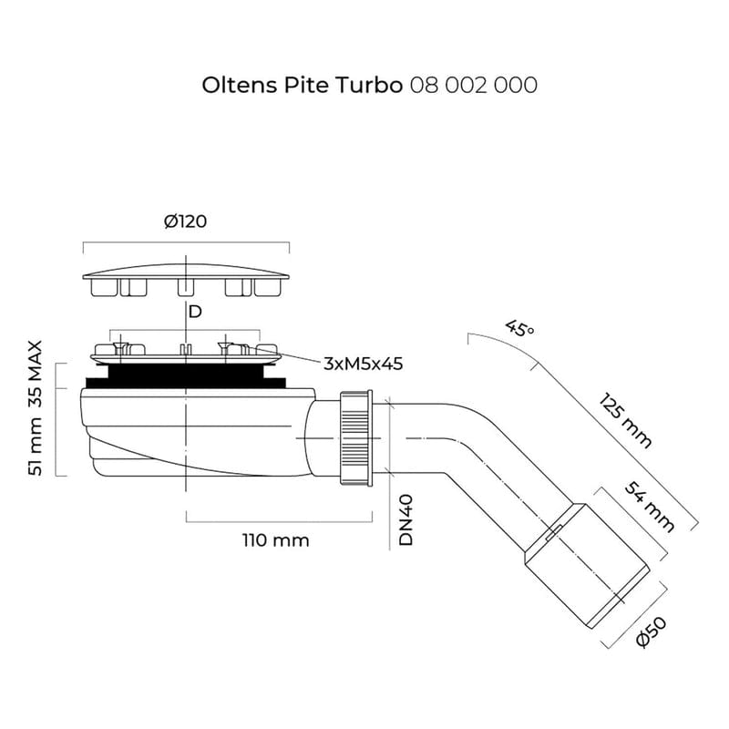 OLTENS Pite Turbo Slim Duschsiphon Ø 9 cm mit Abdeckhaube