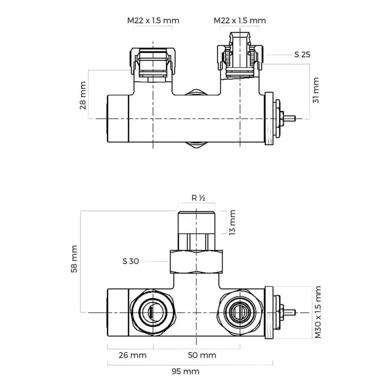 OLTENS Vamare Ventil Ein-Loch Heizkörper Thermostat-Set, Thermostatkopf rechts