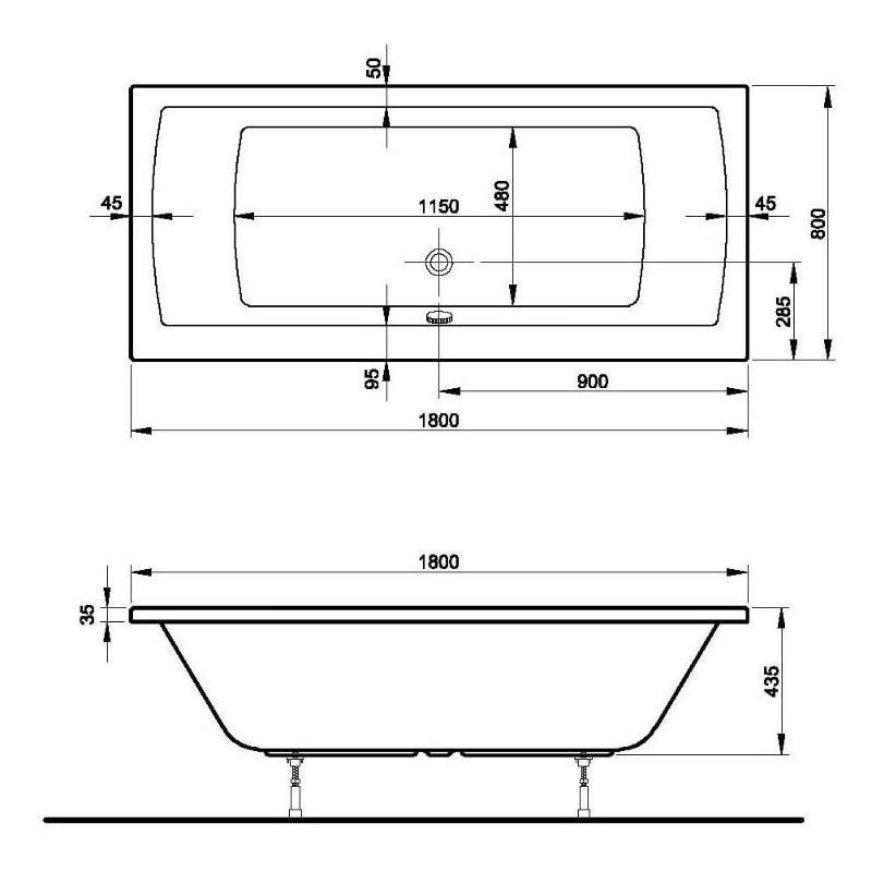 pianura Gina Duo-Badewanne 180 x 80 cm