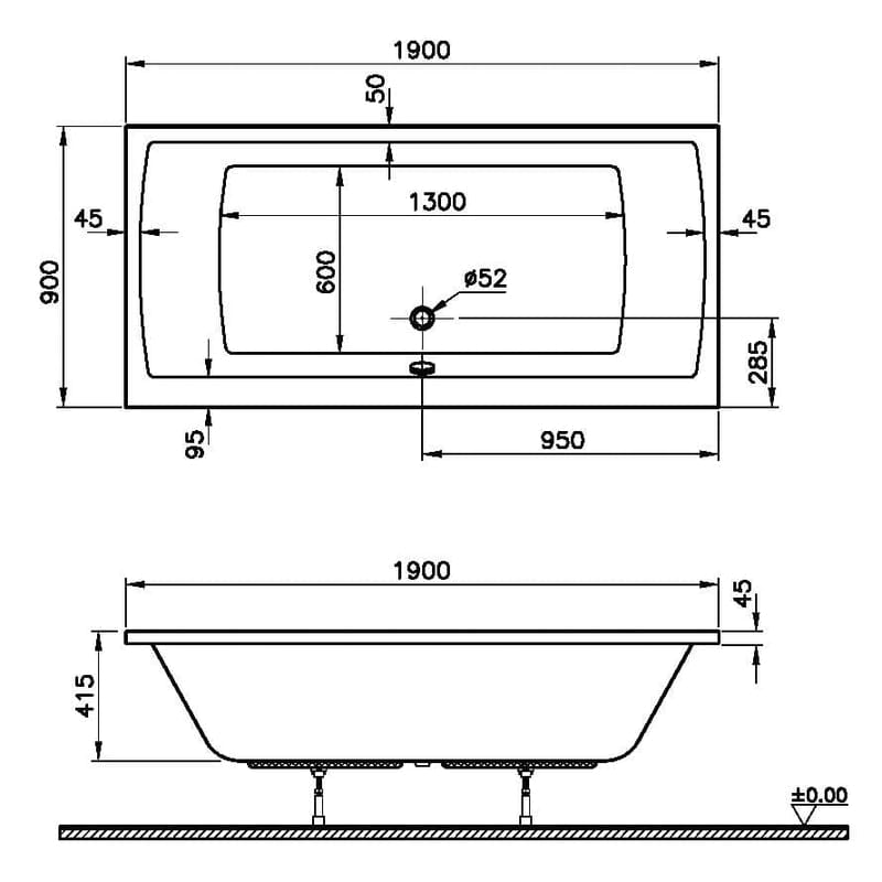 pianura Gina Duo-Badewanne 190 x 90 cm