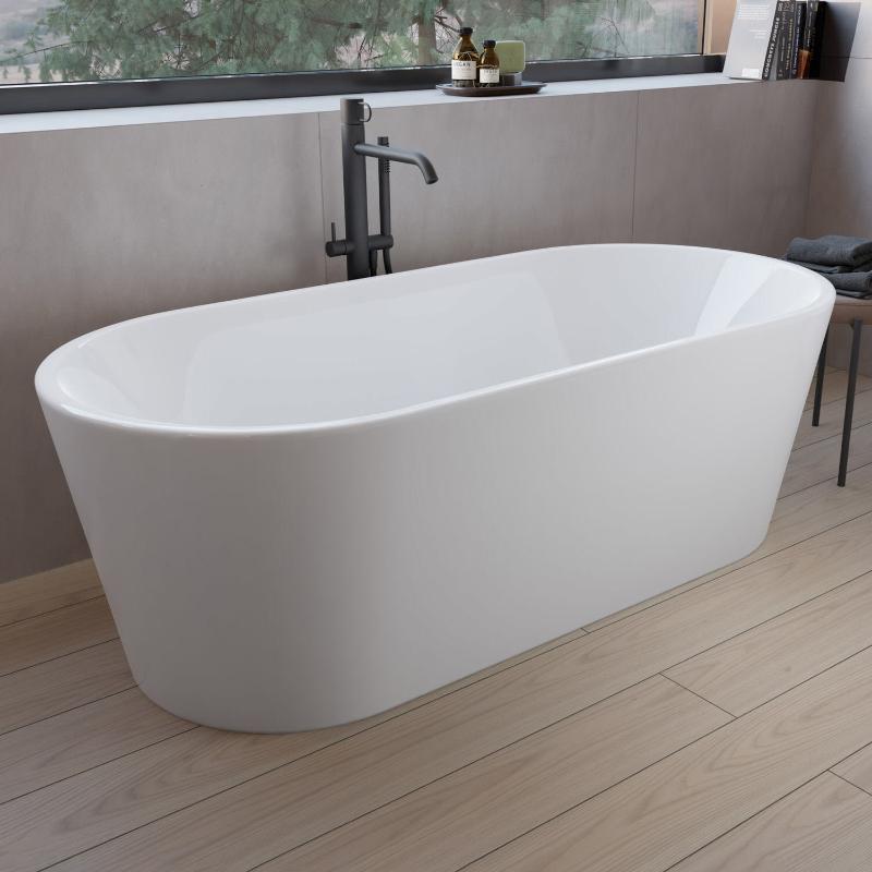 pianura Valentina Badewanne oval freistehend 180 x 80 cm mit Schürze und verdecktem Überlauf