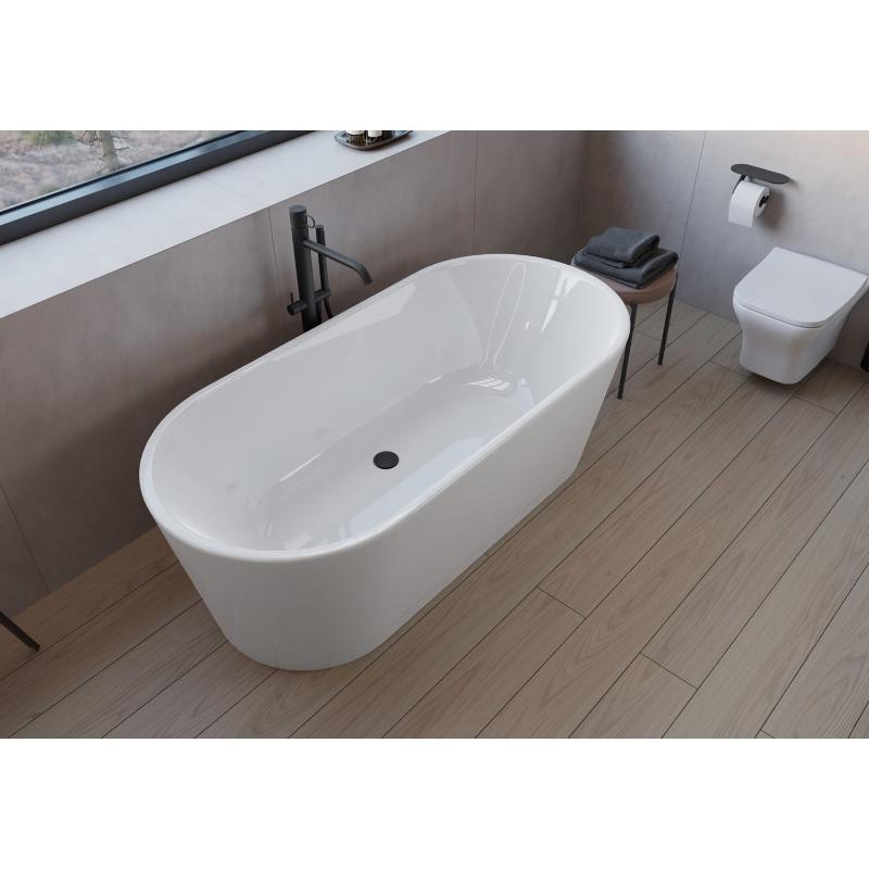 pianura Valentina Badewanne oval freistehend 180 x 80 cm mit Schürze und verdecktem Überlauf