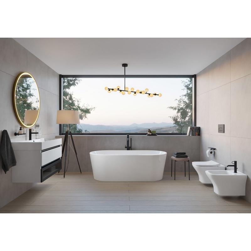 pianura Valentina Badewanne oval freistehend 180 x 80 cm mit Schürze und verdecktem Überlauf