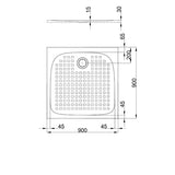 pianura Emilia mineral Duschwanne 90 x 90 x 3 cm mit Antirutsch