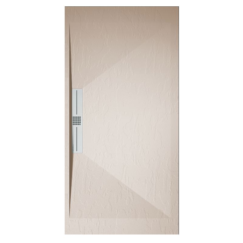 Mineralgiet-douchebak extra plat EDIS, leisteenlook, BEIGE