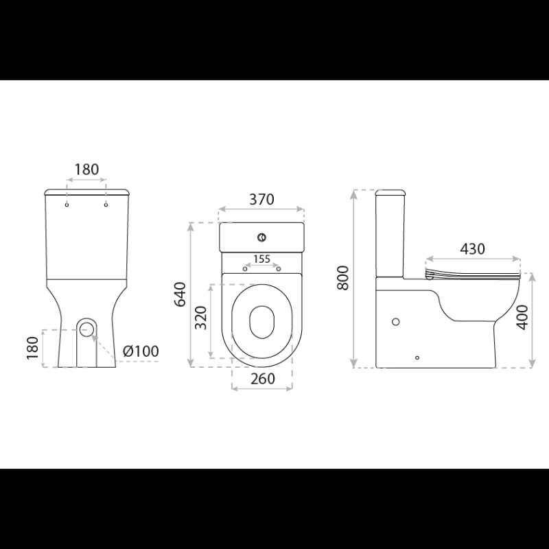 Modernes Stand-WC, Keramik, POSEIDON, niedriger Spülkasten