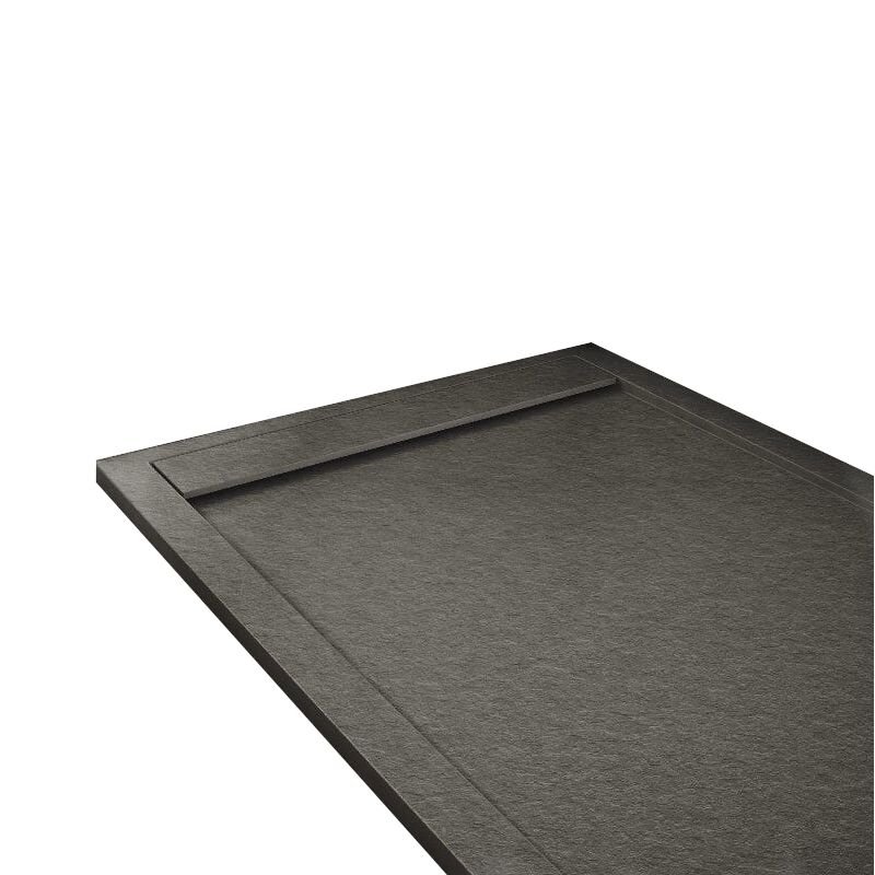 Mineralgiet-douchebak extra plat RIBERA, leisteenlook, ANTHRACIET