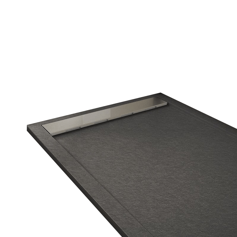 Mineralgiet-douchebak extra plat RIBERA, leisteenlook, ANTHRACIET