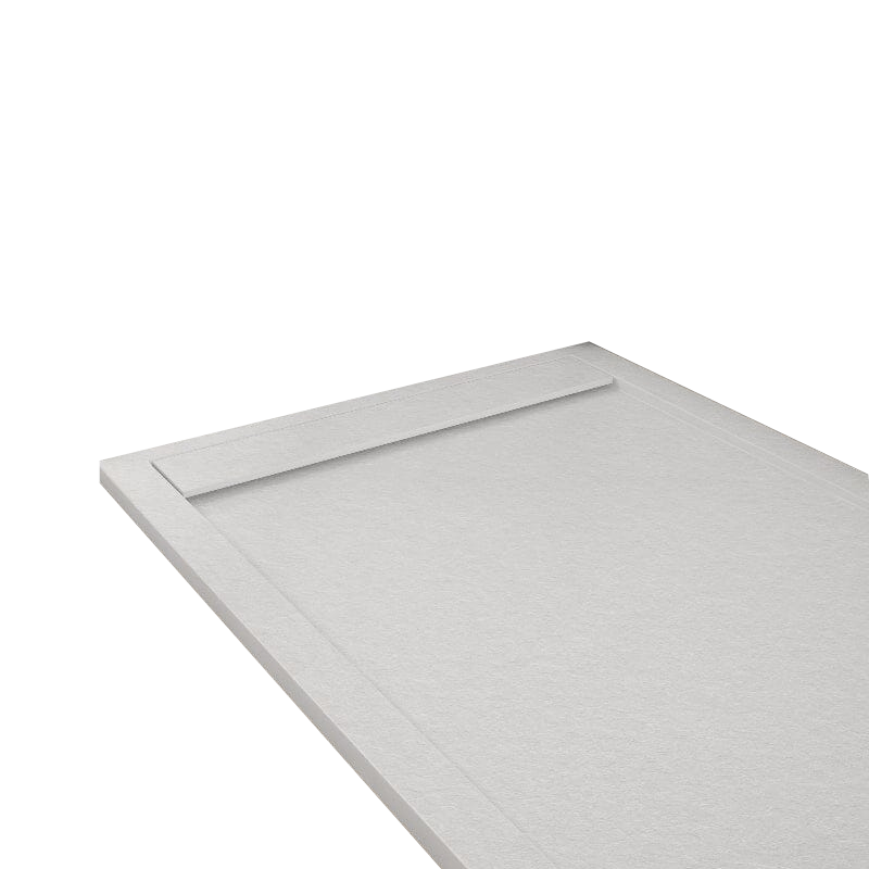 Mineralguss-Duschwanne extra flach RIBERA, Schieferoptik, WEIß