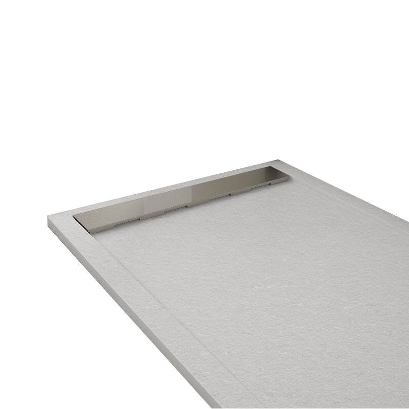 Mineralguss-Duschwanne extra flach RIBERA, Schieferoptik, WEIß