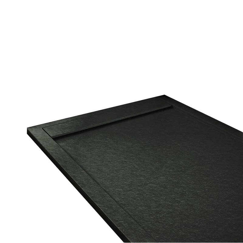 Mineralgiet-douchebak extra vlak RIBERA, leisteenlook, ZWART