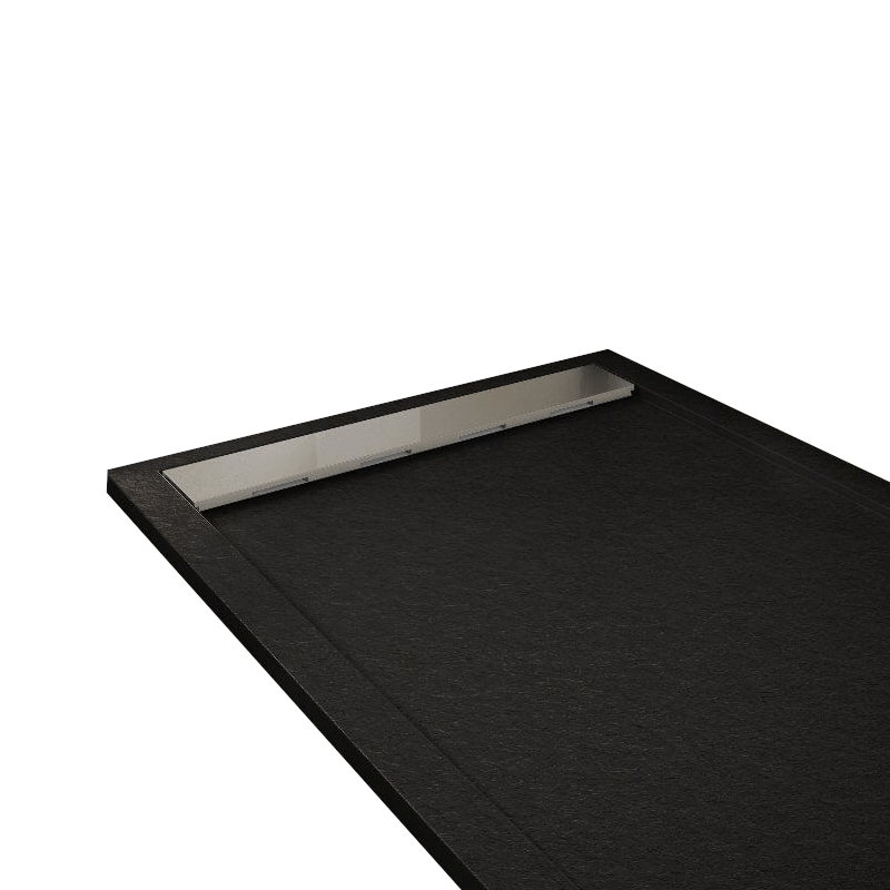 Mineralgiet-douchebak extra vlak RIBERA, leisteenlook, ZWART