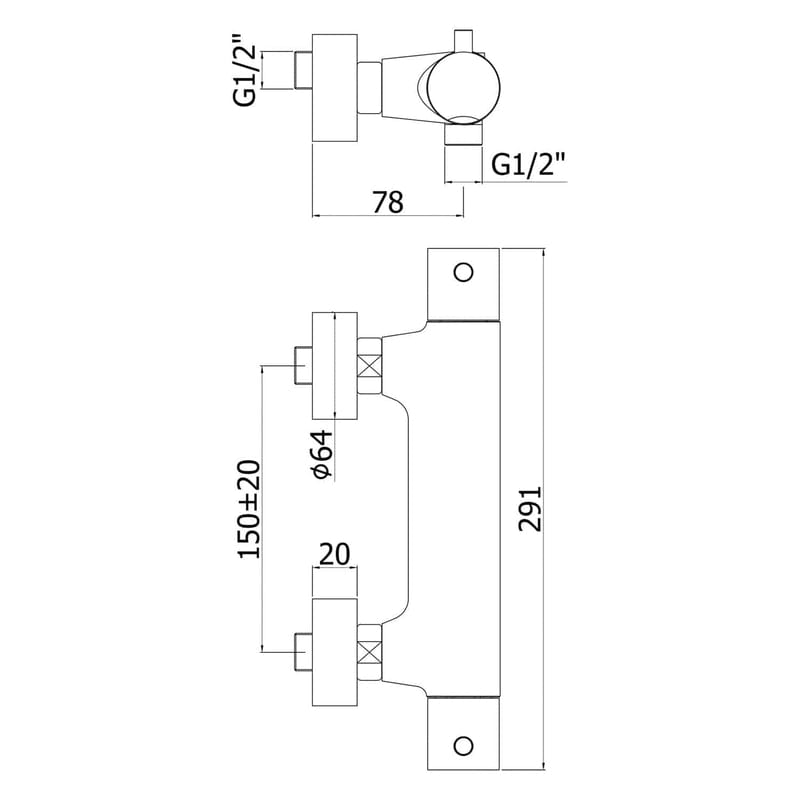 Steinkamp Living Brause-Thermostat AP mit 1/2" Brauseanschluss