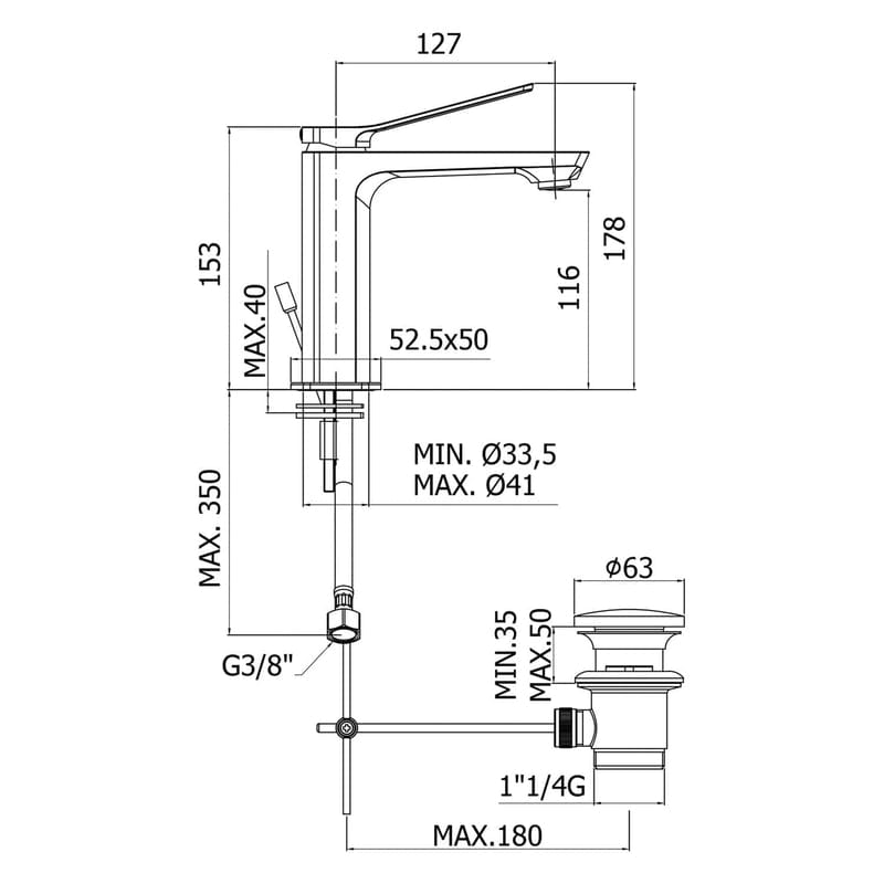Steinkamp Value Waschtischarmatur, mit Ablaufgarnitur