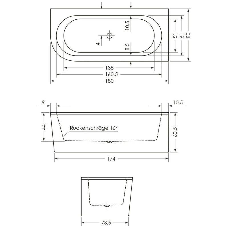 STEINKAMP Life hoekbad met schort en M5 afvoerset