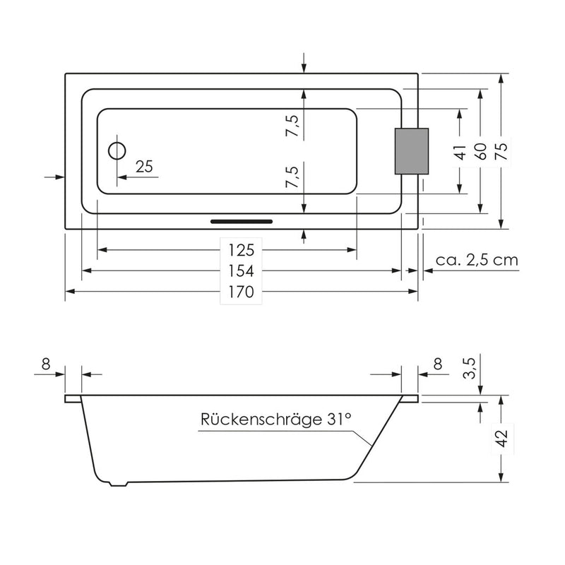 Steinkamp Life Badewanne 170 x 75 cm