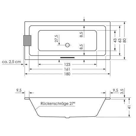 Steinkamp Life Badewanne 180 x 80 cm