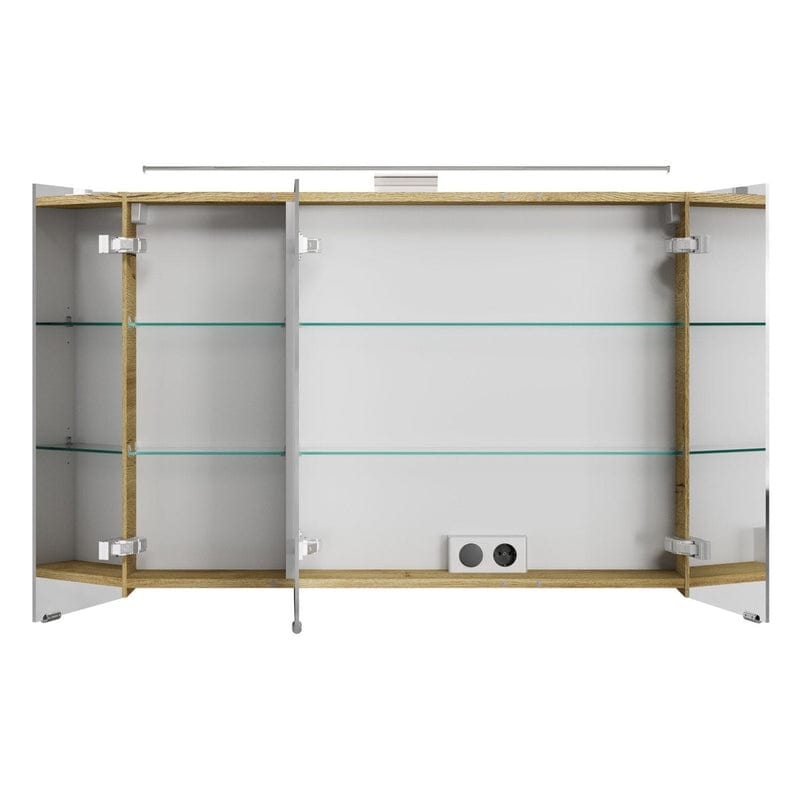 Steinkamp Living 2.0 Spiegelschrank 100 cm mit 3 Drehtüren, inkl. LED-Aufsatzleuchte