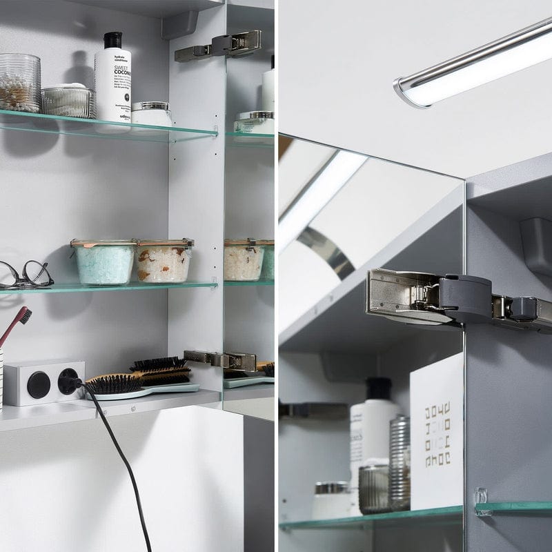 Steinkamp Living 2.0 Spiegelschrank 100 cm mit 3 Drehtüren, inkl. LED-Aufsatzleuchte