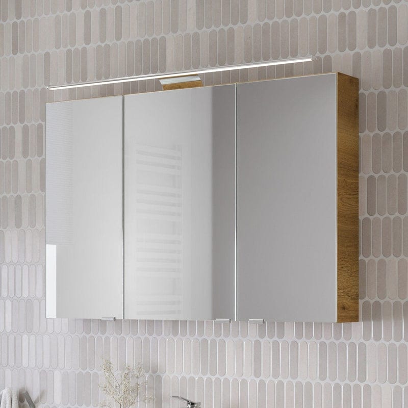 Steinkamp Living 2.0 Spiegelschrank 100 cm mit 3 Drehtüren, inkl. LED-Aufsatzleuchte