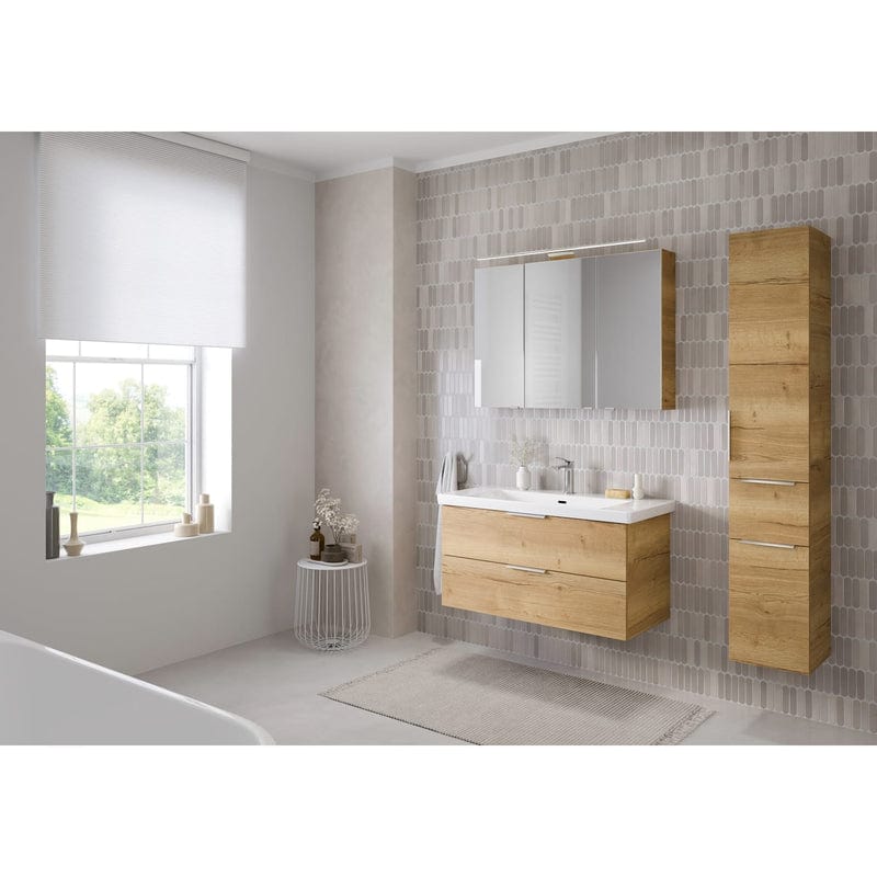 Steinkamp Living 2.0 Spiegelschrank 100 cm mit 3 Drehtüren, inkl. LED-Aufsatzleuchte