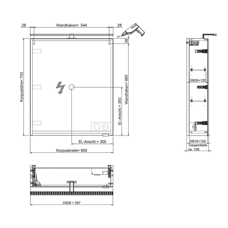 Steinkamp Living 2.0 Spiegelschrank 60 cm mit 1 Drehtür, inkl. LED-Aufsatzleuchte