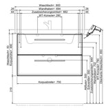 Steinkamp Living 2.0 Waschtischunterschrank 75 cm mit Villeroy & Boch Subway 3.0 Waschtisch 80 cm mit Überlauf