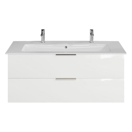 Steinkamp Living 2.0 Waschtischunterschrank 115 cm mit Villeroy & Boch Venticello Waschtisch 120 cm CeramicPlus mit Überlauf und 2 Hahnlöchern