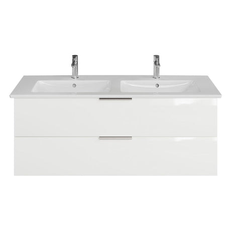 Steinkamp Living 2.0 Waschtischunterschrank 125 cm mit Villeroy & Boch Venticello Doppel-Waschtisch 130 cm CeramitPlus mit Überlauf