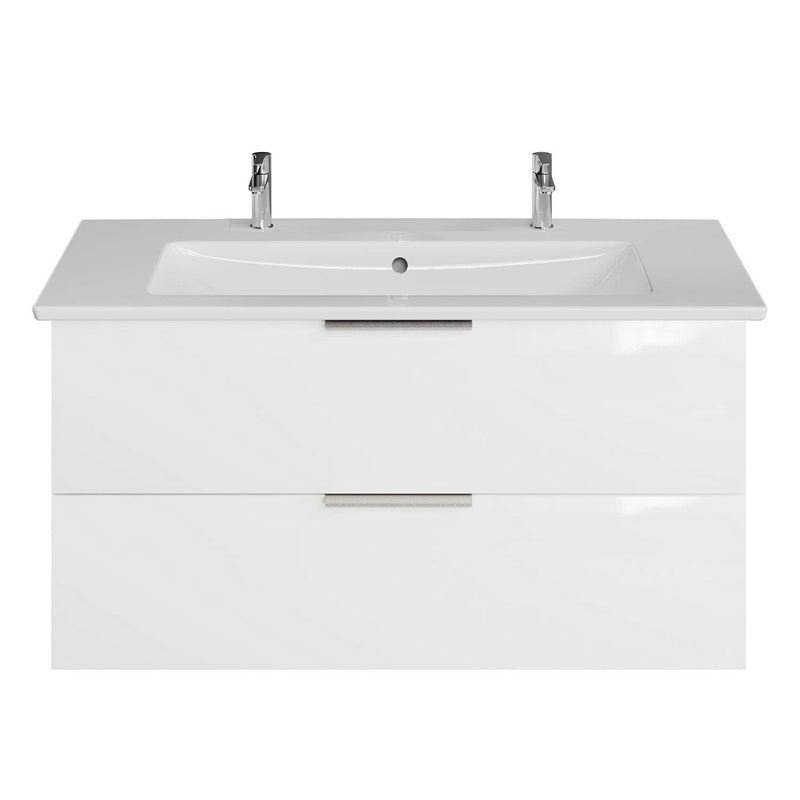 Steinkamp Living 2.0 Waschtischunterschrank 95 cm mit Villeroy & Boch Venticello Waschtisch 100 cm mit Überlauf und 2 Hahnlöchern