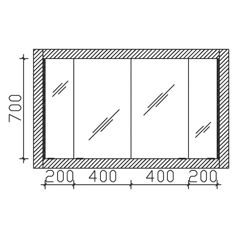 Steinkamp Value Einbauspiegelschrank 120 cm mit 4 Türen und LED-Beleuchtung