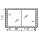 Steinkamp Value Einbauspiegelschrank 120 cm mit 4 Türen und LED-Beleuchtung