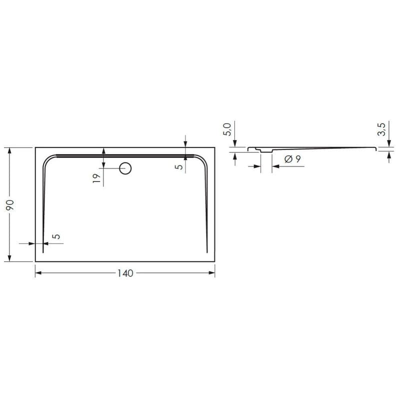 Steinkamp Plan Duschwanne 140 x 90 cm superflach mit Antirutsch